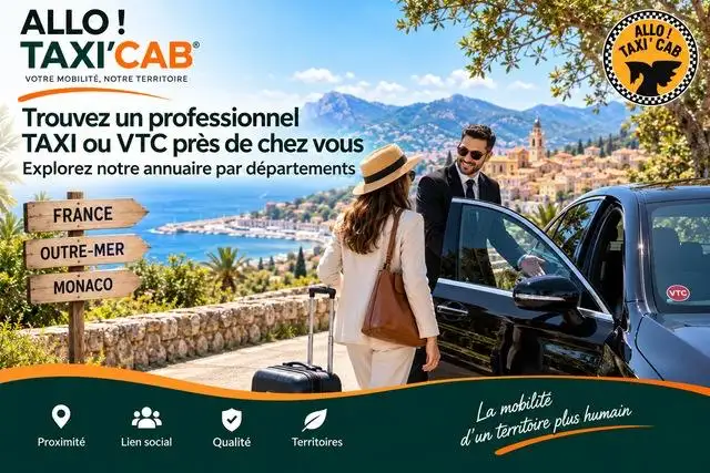 Annuaire TAXI et VTC par départements : un chauffeur accueille une voyageuse sur la Côte d’Azur — ALLO ! TAXI’CAB