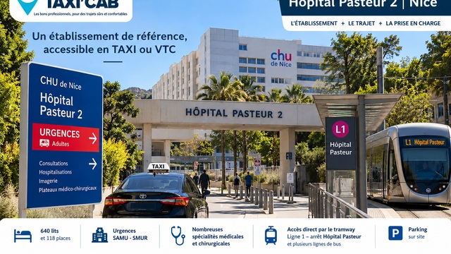Hôpital Pasteur 2 du CHU de Nice – accès à l’établissement en TAXI ou VTC